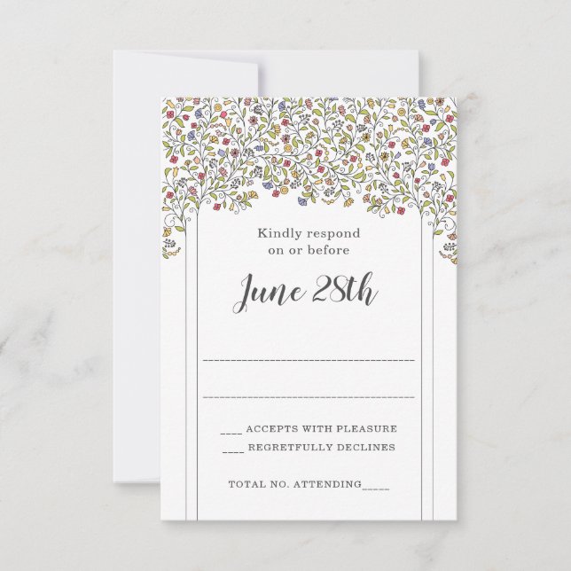 Flores Românticas De Chuppah Placa Rsvp E Envelope (Frente)