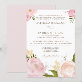 Flores Românticas Por Aquarela Convite De Casament