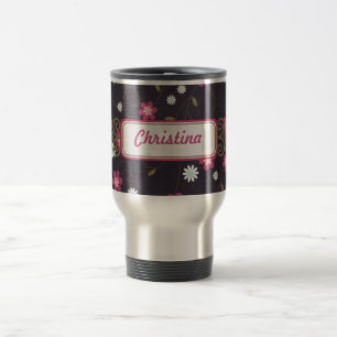 Flores Rosa 15 oz. Caneca de viagem de aço inoxidá