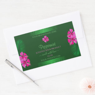 Flores Rosa com Folhas de Palma - Etiquetas de Pro