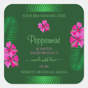 Flores Rosa com Folhas de Palma - Etiquetas de Pro