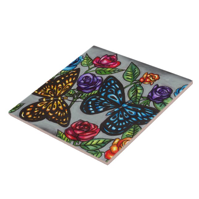 Flores rosa da borboleta desenho natural original (Lateral)