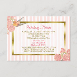 Flores rosa e Dourada e Cartão Detalhado de Casame