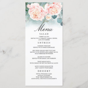 Flores Rosa e Menus de Casamento Verde