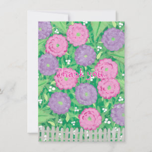 Flores rosa e roxa Obrigado Cartões