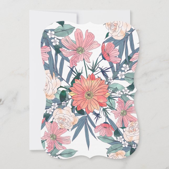 Flores Rosa Elegantes Aquarela Floral (Frente)