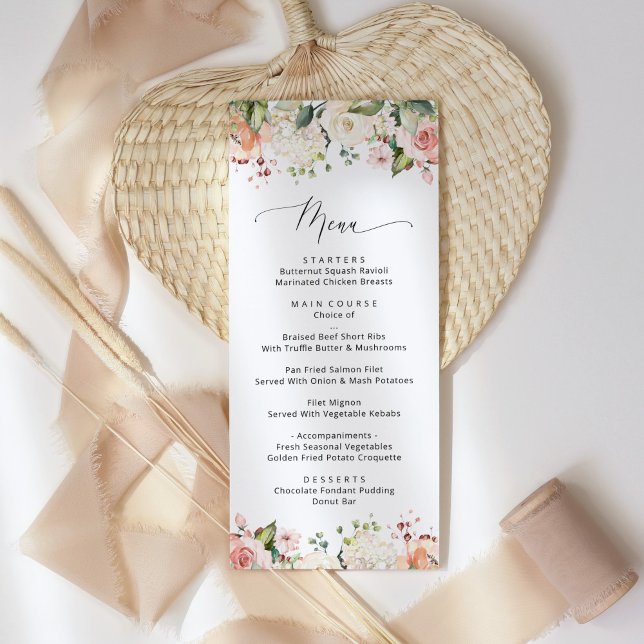 Flores Rosa, Flores Brancas, Boho, Menu Casamento (Criador carregado)