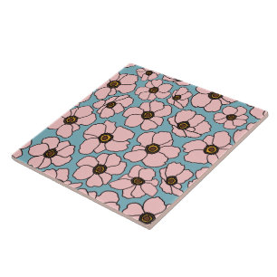 Flores Rosa Mod em Azul