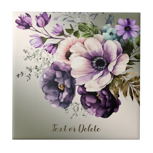 Flores Rosa Púrpura Ouro Elegante (Frente)