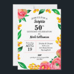 Flores Rosa Quente Vibrantes Surpreendem Convites<br><div class="desc">Elegante aquarela de vibrantes flores cor-de-rosa-quente, botões amarelos e folhas verdes, perfeito para QUALQUER convites de festas de aniversários ETÁRIO! Se você preferir papéis mais espessos / Término da Matriz, talvez considere escolher o tipo de papel correspondente. **TIP: Clique no botão PERSONALIZAR (ou personalize outro link ao personalizar) para adicionar,...</div>