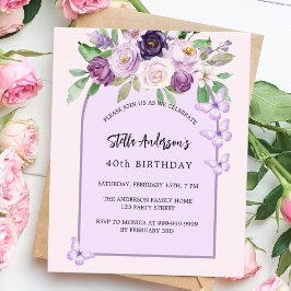 Flores roxas borboletas arrogantes aniversário de 