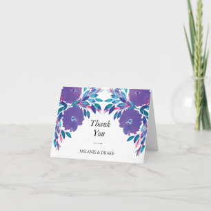 Flores roxas Cartões de agradecimentos pintado à
