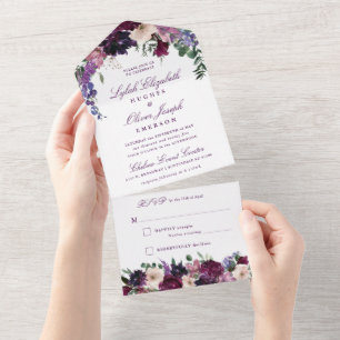Flores Roxas Casamento Romântico Tudo Em Um