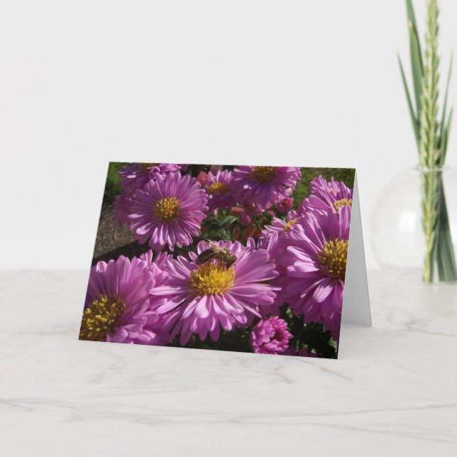 Flores roxas e Cartão de Abelha (Frente)