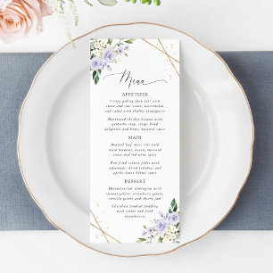 Flores Roxas, Flores Brancas, Menu do Chá de Noiva
