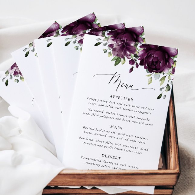 Flores Roxas, Flores de Ameixa, Menu de Casamento  (Criador carregado)