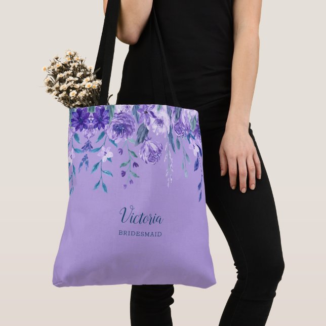 Flores Roxas Monograma Tote Bag (Close Up)