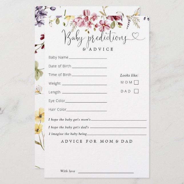 Flores Selvagens Aconselhamento Sobre Previsões De (Frente/Verso)