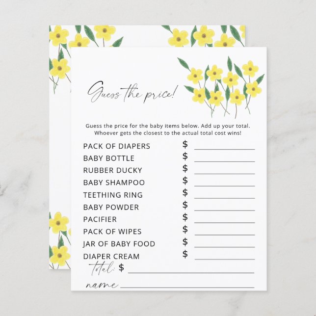 Flores selvagens adivinham o jogo do preço (Frente/Verso)