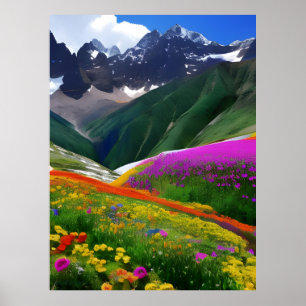Flores selvagens AI Fantasy Impressão de Arte Digi