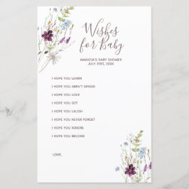 Flores selvagens Aquarela Desejos para Bebê
