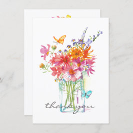 Flores selvagens Aquarela em Vase Flat Cartões de