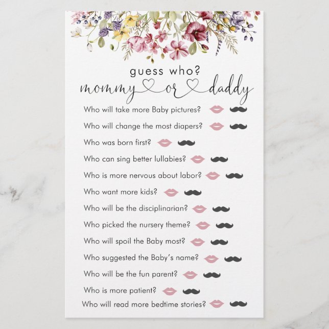 Flores Selvagens Bebê No Blogue Jogo "Adivinha Que (Frente)