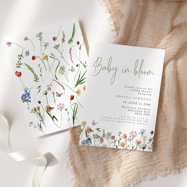 Flores Selvagens Bebê No Convite Para Chás de fral (Criador carregado)