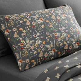 Flores Selvagens Boho Cinza Carvão