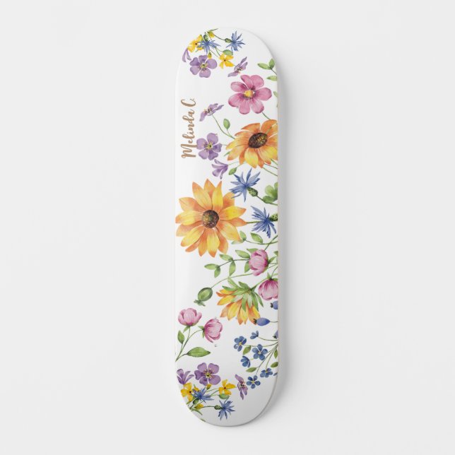 Flores Selvagens Com Nome Skateboard (Frente)
