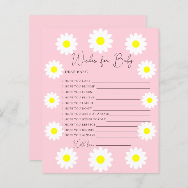 Flores selvagens Daisies - Desejos para bebês (Frente/Verso)