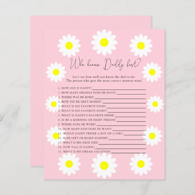 Flores selvagens Daisies - Quem sabe melhor o PAI (Frente/Verso)