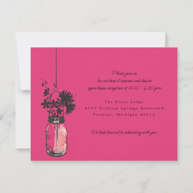 Flores Selvagens de Cartão de Recepção e Jar Mason (Frente)