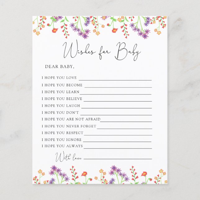 Flores selvagens Desejos para bebês (Frente)