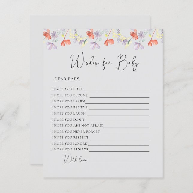 Flores selvagens Desejos para bebês (Frente/Verso)