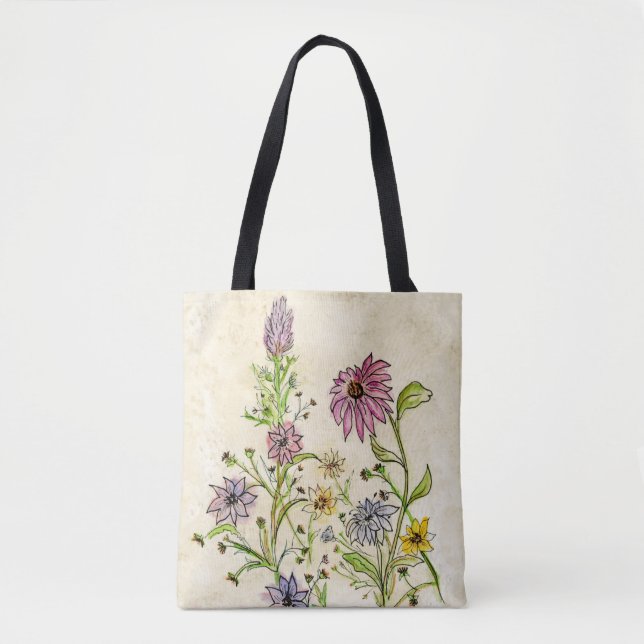 Flores Selvagens em um Saco de Tote (Frente)