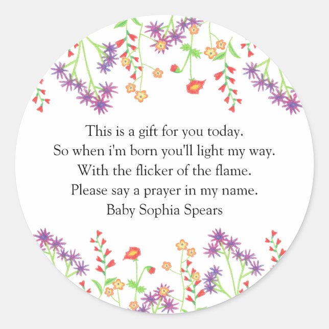 Flores selvagens - Etiqueta de Velas de Oração (Frente)