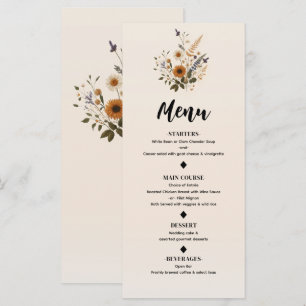 Flores Selvagens Menu de Casamento Floral Vintage