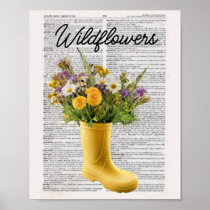 Flores selvagens na impressão de botas