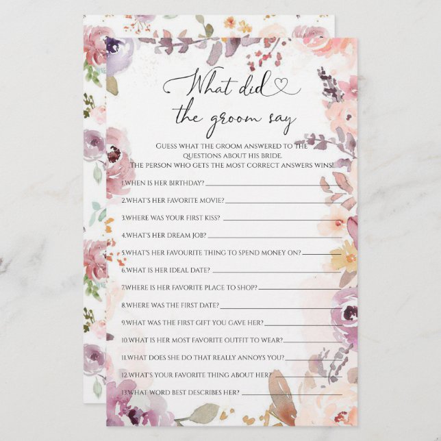 Flores selvagens O que o noivo disse chá de panela (Frente/Verso)