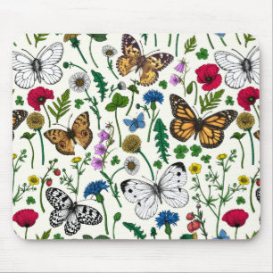 Flores selvagens sobre o mouse pad branco