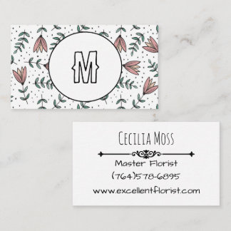 Flores silvestres Cartão de visita de Monograma PE