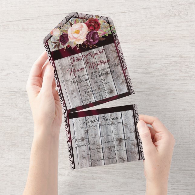 Flores silvestres com fita de cetim burgundy, rend (Tearaway)