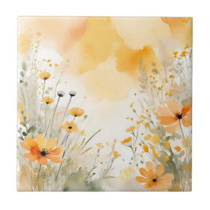 Flores silvestres de cor aquosa de laranja mole