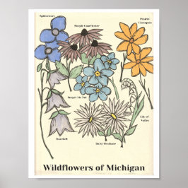 Flores Silvestres de Michigan Impressão de Arte De