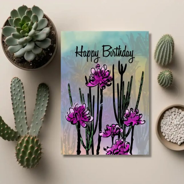 Flores Silvestres do Deserto — Cartão de Aniversár (Criador carregado)