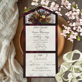 Flores Silvestres e Fita de Cetim Burgundy Casamen