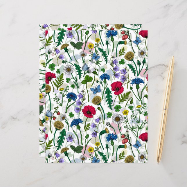 Flores silvestres em branco (Frente/Verso In Situ)