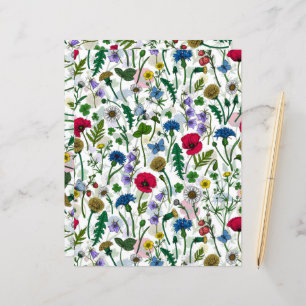 Flores silvestres em branco