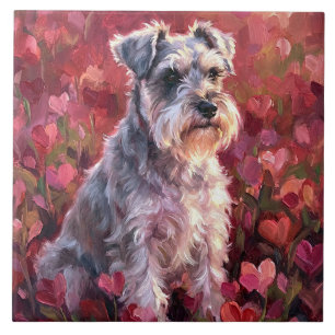 Flores Silvestres em Forma de Coração de Schnauzer